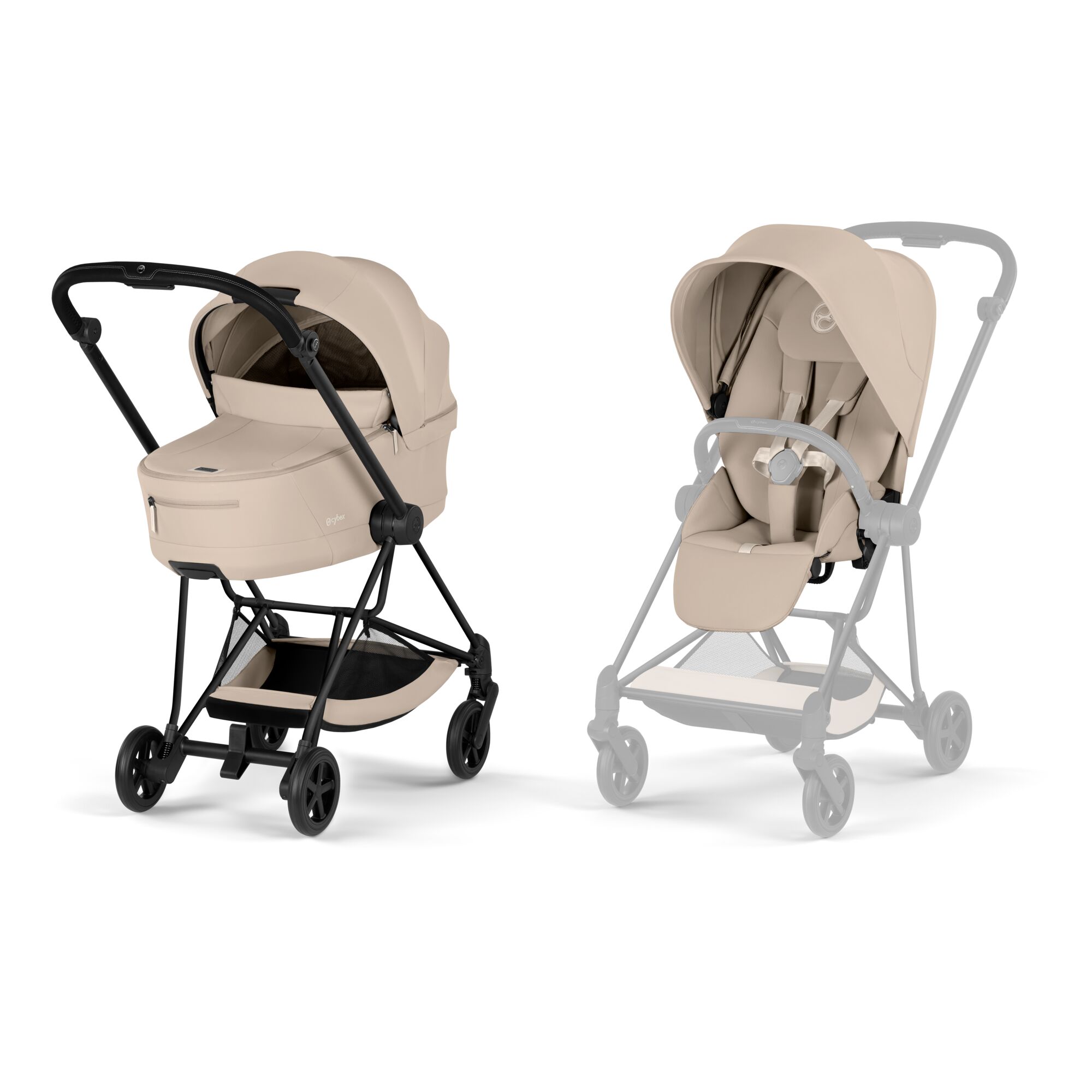 Poussette Cybex Mios Comfort avec nacelle Matt Black/Cozy Beige