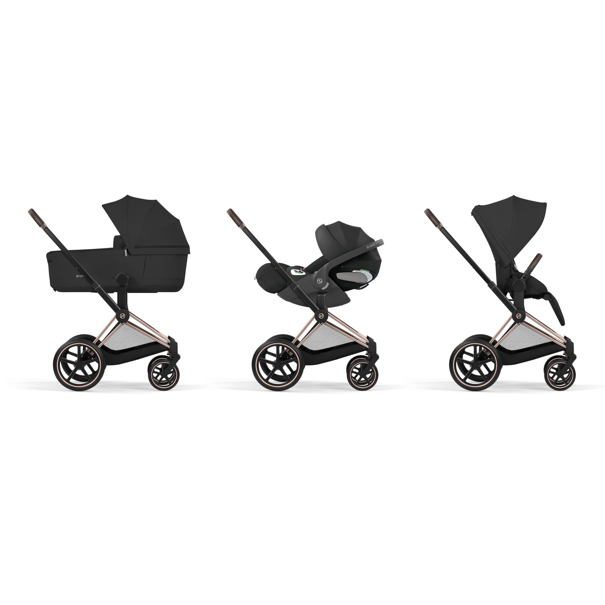 Poussette Cybex Priam Comfort avec nacelle Rosegold/Sepia Black – Image 6