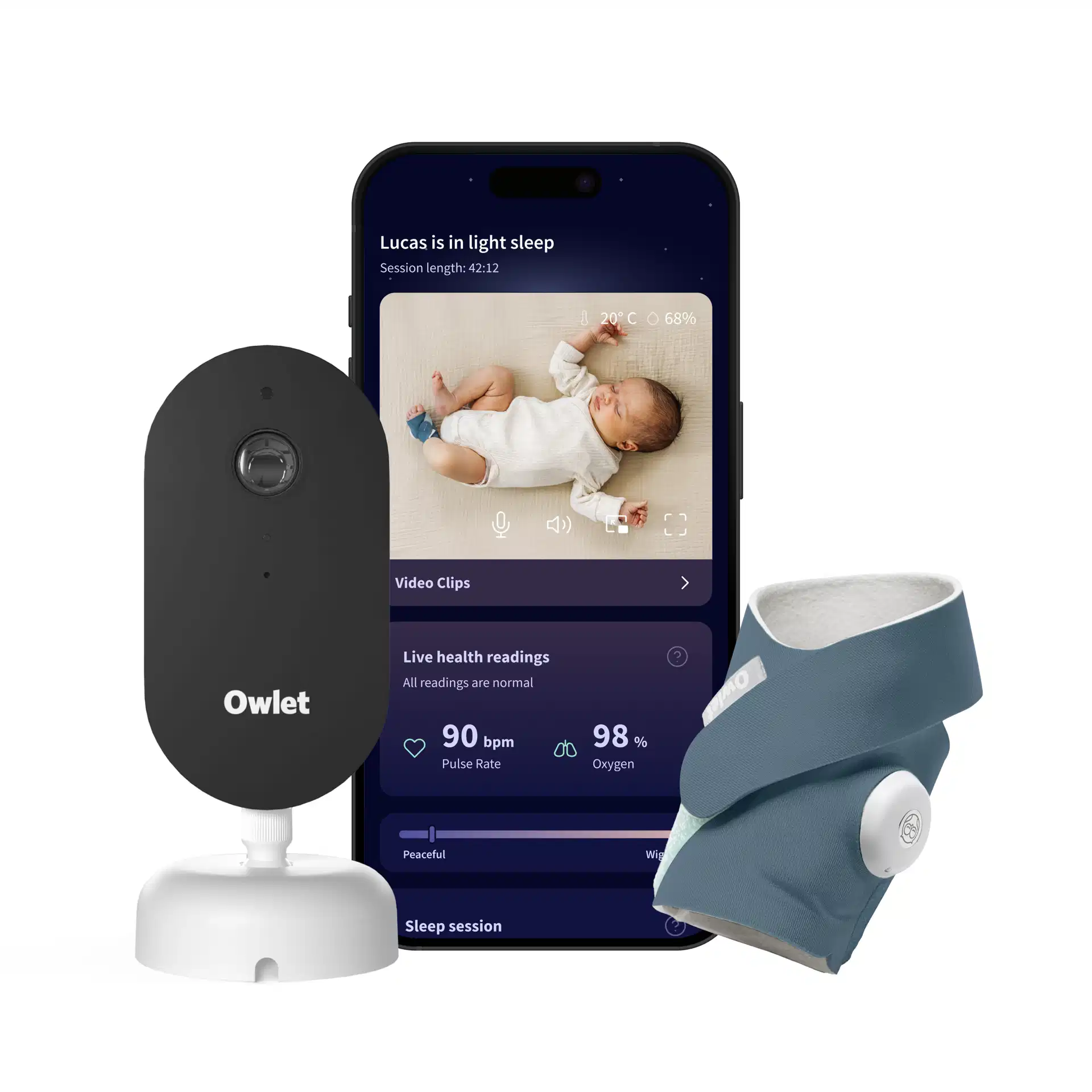 Ensemble Owlet Dream Sock & Cam Dream Sight - Bedtime BLue