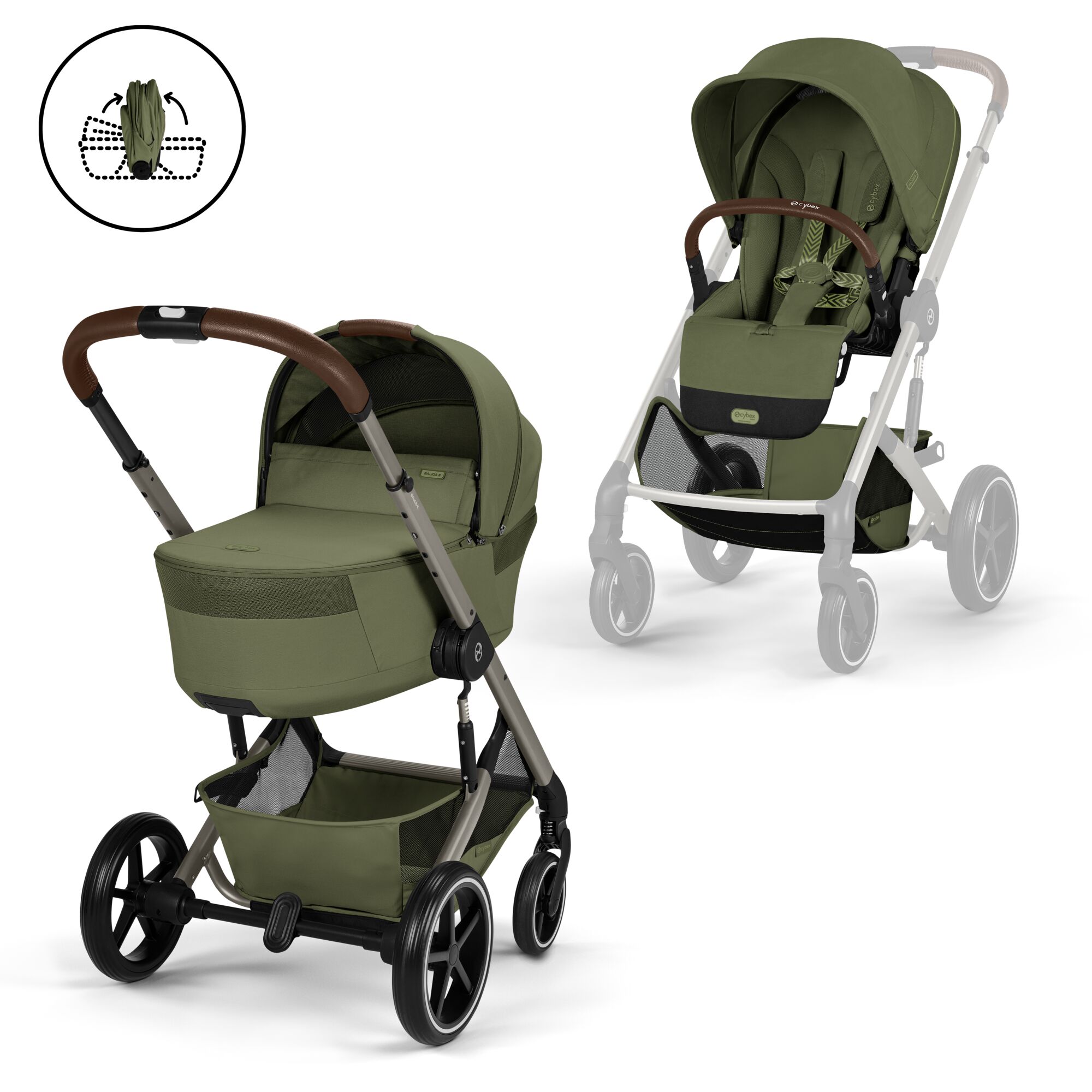 Pack Balios S Lux + nacelle pliable Moos Green