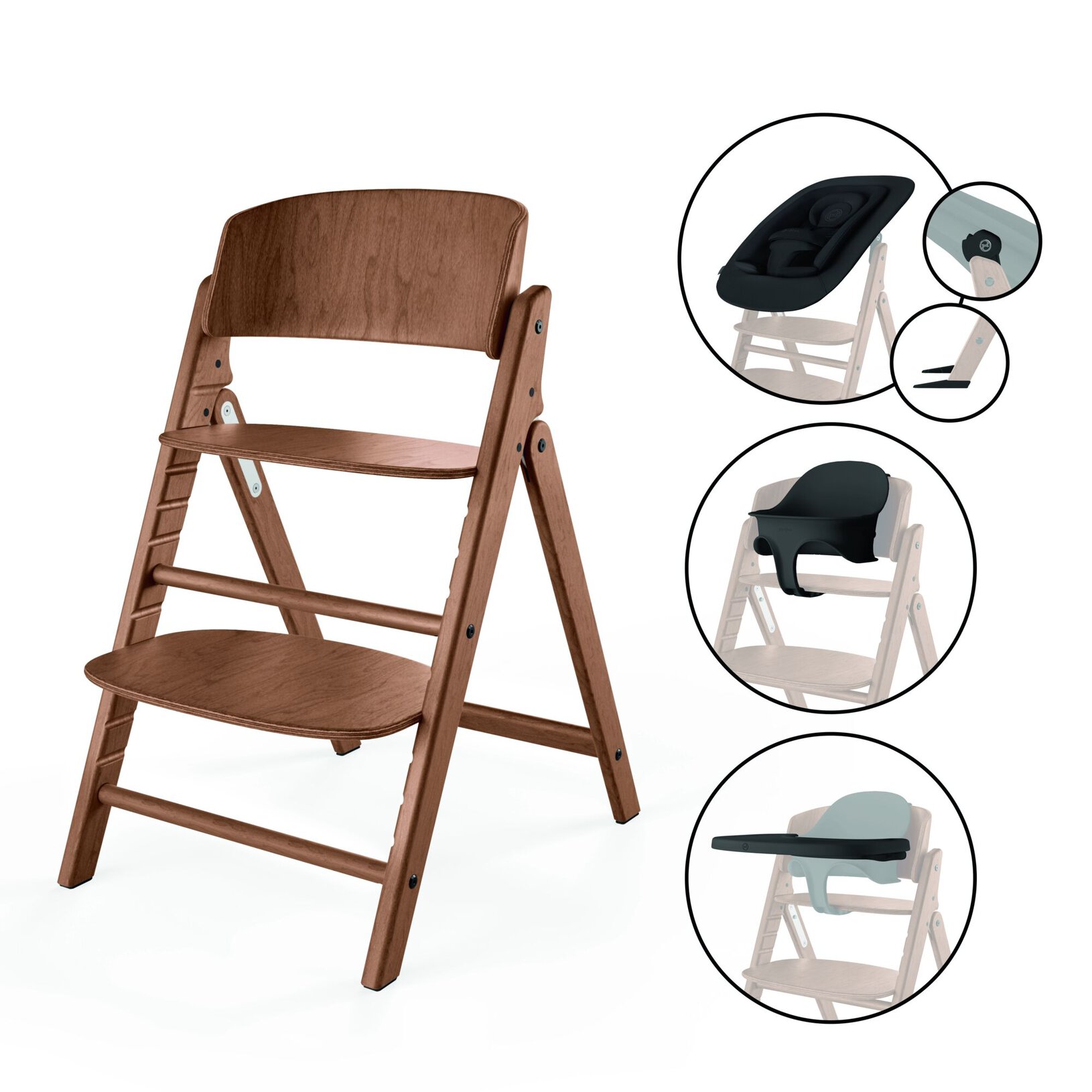 Set chaise haute Cybex Click & Fold 4-en-1 All Natural Dark